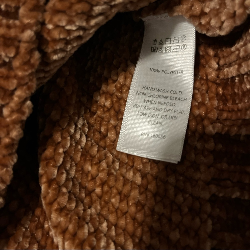 Cynthia Rowley Brown chenille cozy oversized Turtleneck Sweater gold buttons - Picture 8 of 8